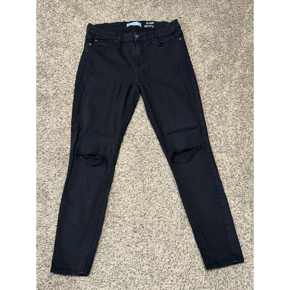 7 For All Mankind Women's The Ankle Skinny B(Air) Black Jeans, Size 30